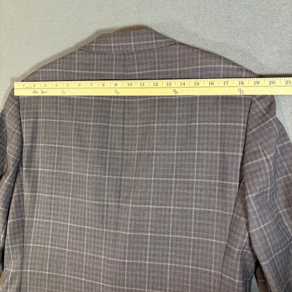 Jos A Bank Blazer Mens 42L Brown Plaid Traveler Travel Tech Slim Fit Jacket Coat - Picture 9 of 10